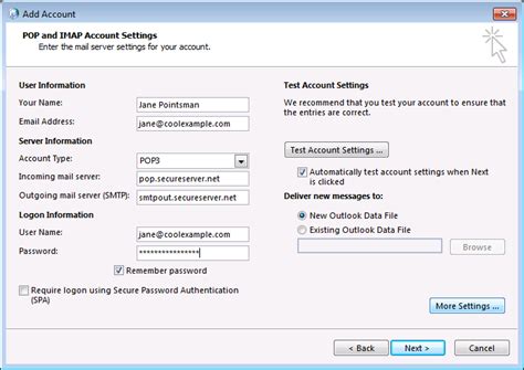 godaddy email settings for outlook.